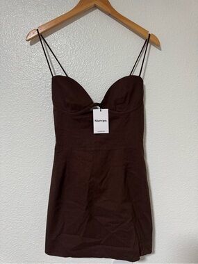 showpo brown mini dress Modal Asymmetric A-Line Mini Dress in Chocolate Brown - XL
